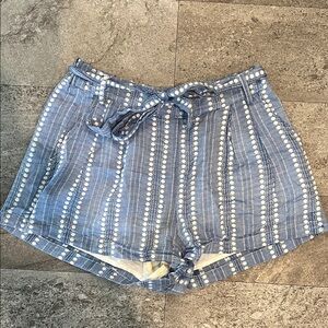 Blue and White Patterned Women's Shorts